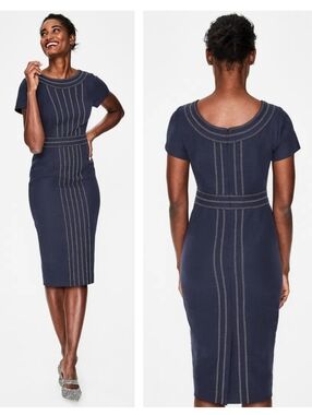 Boden Navy Dress with Contrast Stitching